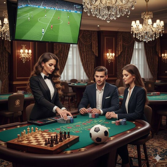 Luxurious online baccarat table with chips and cards